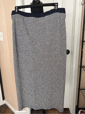 Striped navy and White Knit Maxi Skirt - Women